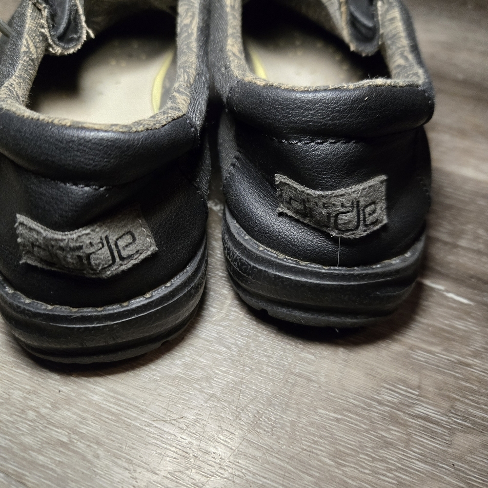 Hey‎ Dude Shoes Kids 1 Wally Slip On Black Gray Fabric Moc - Picture 4 of 8